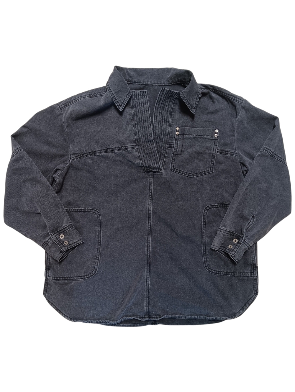Vintage Men's Denim Black Workwear Long Sleeve Grunge Shirt - L